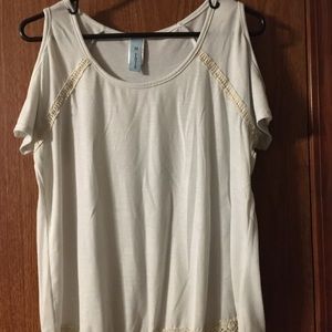 White Lace cold shoulder top